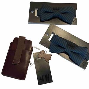 H&M Bow Ties And Leather Card Holder New With Tags